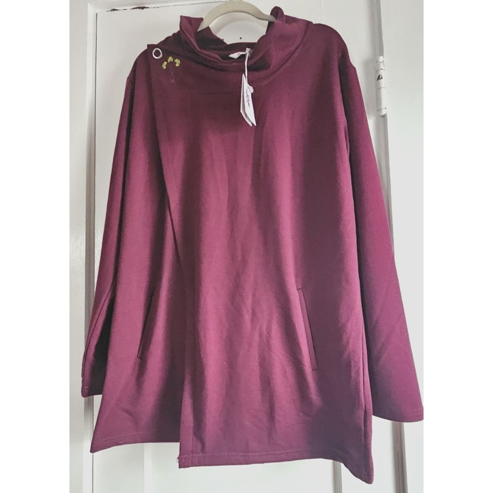 NWT lilac bloom‎ women's 2XL red embroidery cape poncho cardigan